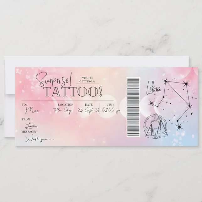 Cartão de Presente de Aniversário com Tatuagem de  (Frente)