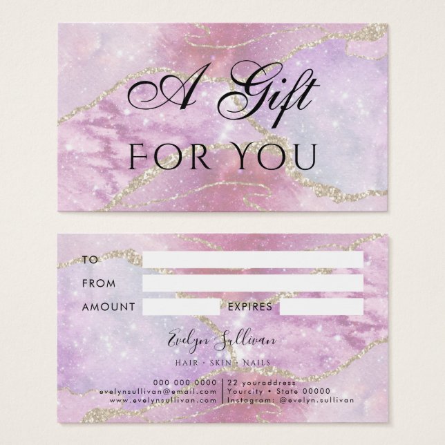 Cartão de Presente de Efeito Pearlescente Faux (Frente & Verso)