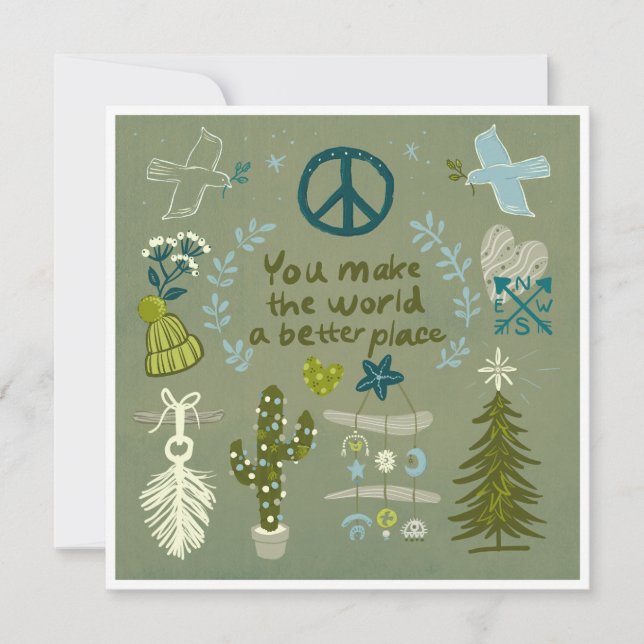 Cartão de presente de Peace Love Beach de Férias (Frente)