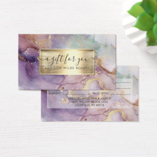 Cartão de Presente de Salão Lilás Glitter Aquarela