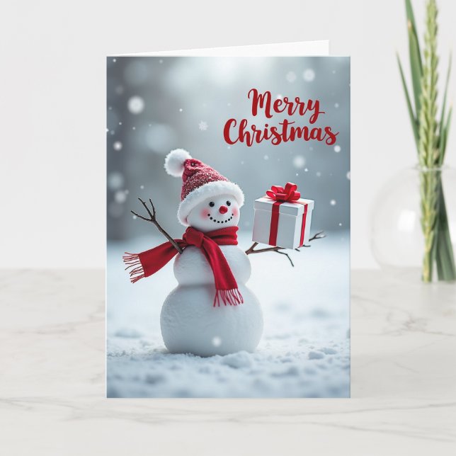 Cartão de Presente do Boneco de Neve de Natal Feli (Frente)