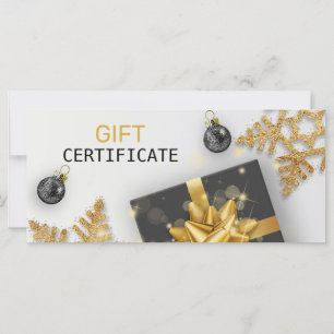 Cartão de Presente Dourado com Floco de Neve Preto