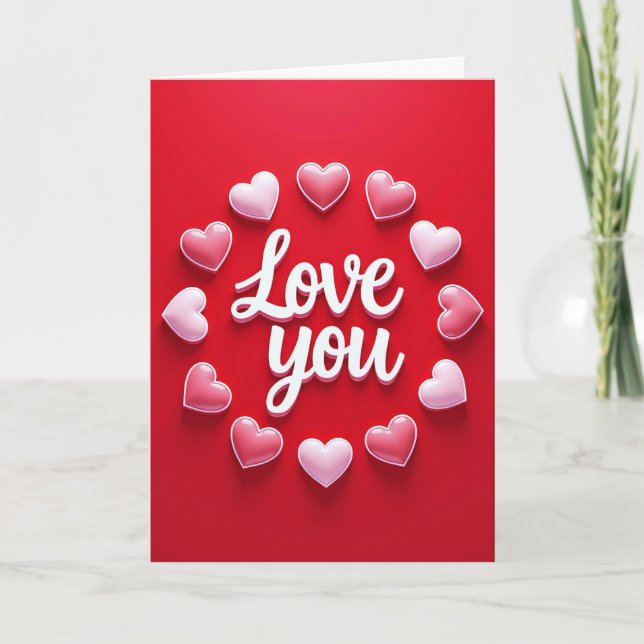 Cartão de Presente Elegante Love You Hearts (Frente)