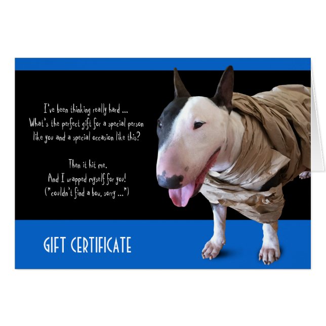 Cartão de Presente Funny Bull Terrier (Frente Horizontal)