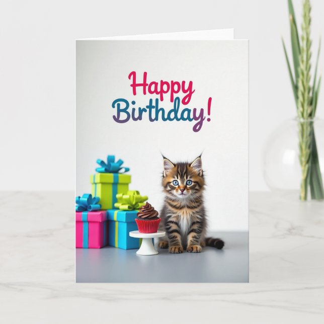 Cartão de Presente Gatinho Fofo (Frente)