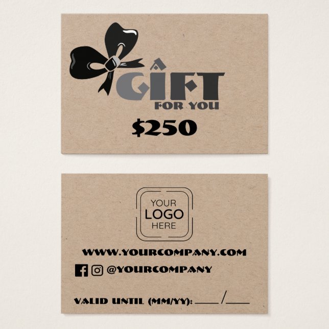 Cartão de Presente Personalizado com Logotipo da E (Frente & Verso)