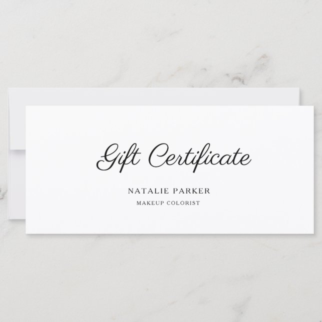 Cartão de Presente Personalizado Simples e Elegant (Frente)
