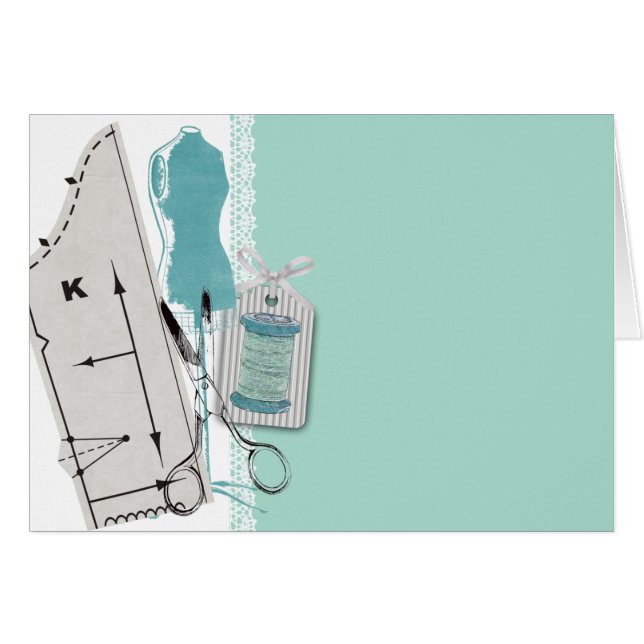 Cartão de presente sewing do manequim do vestido (Frente horizontal)
