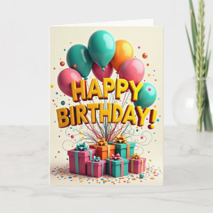 Cartão de Presentes de Aniversário Dourado