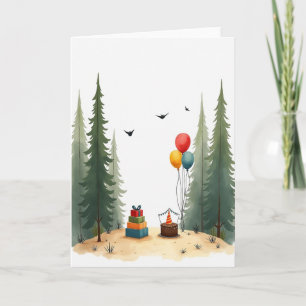 Cartão de Presentes de Aniversário na Floresta