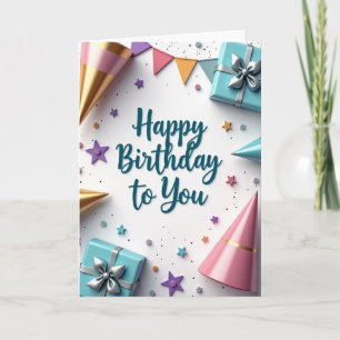 Cartão de Presentes de Aniversário Verde Azulado