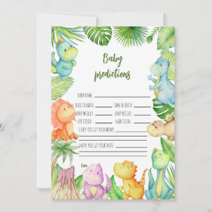 Cartão de previsão de Chá de fraldas do dinossauro