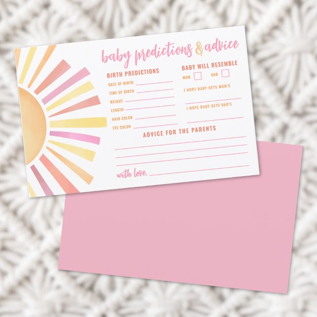 Cartão de Previsões de Conselhos Ensolarados Chá d (Sunshine Advice Predictions Card Sun Baby Shower)