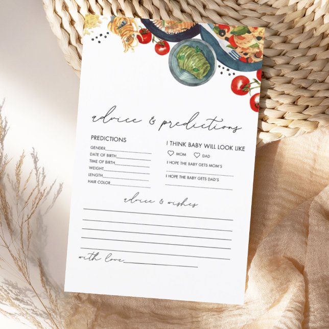 Cartão de Previsões de Dicas para Bebê Italiano em (Criador carregado)