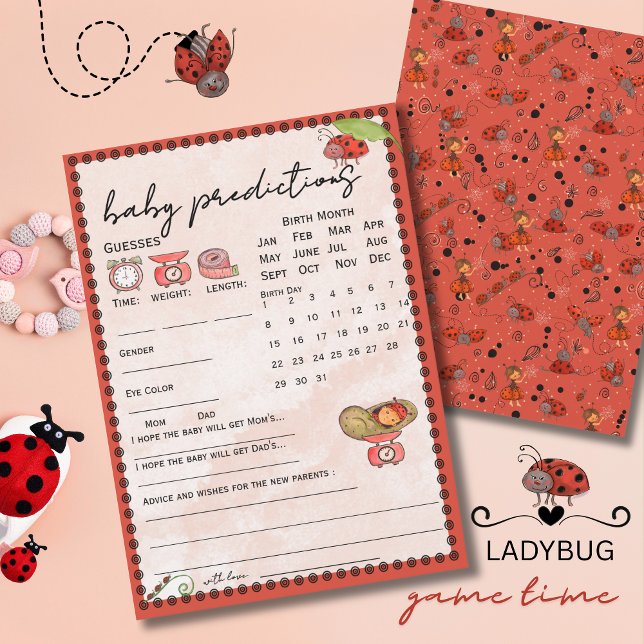 Cartão de Previsões e Conselhos para Bebê Joaninha (Ladybug Baby Predictions and Advice Card )