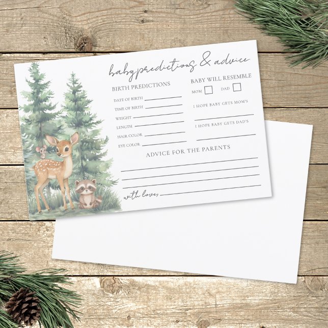 Cartão de Previsões para Bebês da Aventura Woodlan (Woodland Adventure Baby Advice Predictions Card)