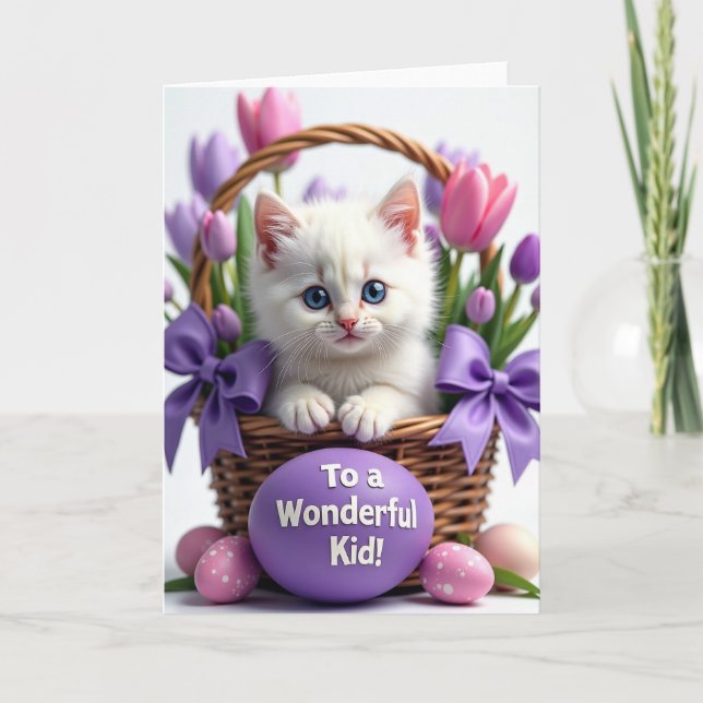 Cartão de Primavera de Gatinho Fofo (Frente)