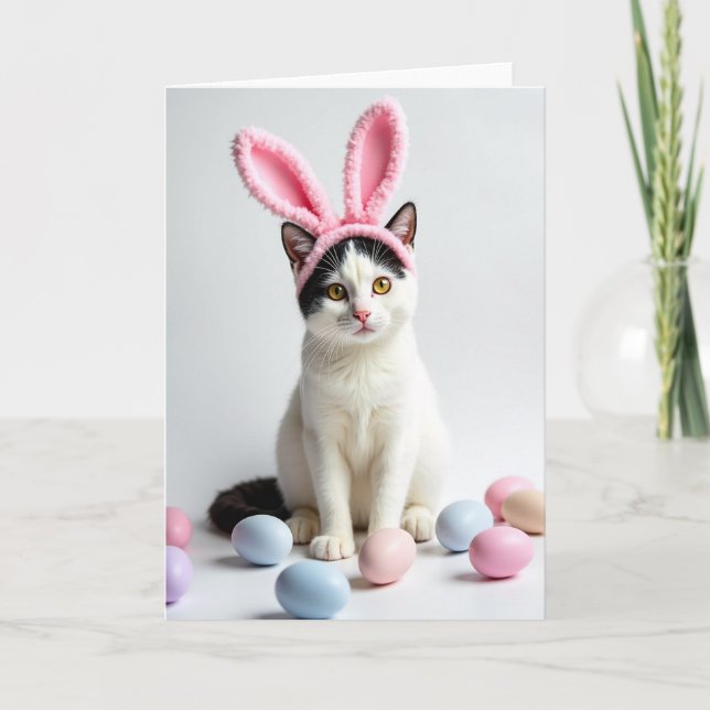 Cartão de Primavera Pastel Gatinho Fofo (Frente)