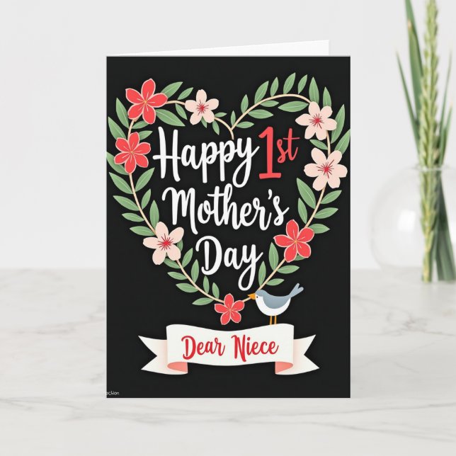 Cartão de Primeira Mãe Floral (Frente)