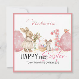 Cartão de primeira Páscoa personalizado, coelho, 2