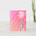 Cartão de primeiro aniversario das meninas do rosa<br><div class="desc">Cartão pintado do Koala no rosa,  ideal bonitos para uma sobrinha ou uma menina pequena especial. Personalize a idade do nome e o cumprimento do interior. Cartão pequeno doce igualmente disponível em cores diferentes. Arte e projetado por Sarah Trett.</div>