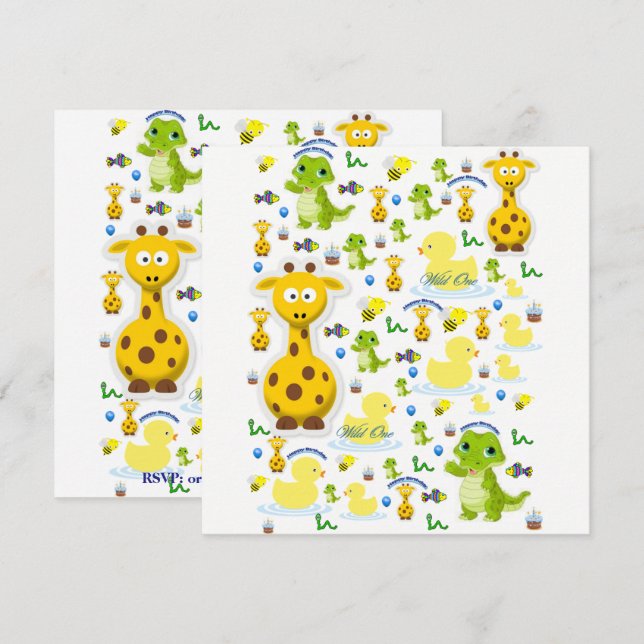 Cartão de Primeiro Aniversário do Wild One (Frente/Verso)