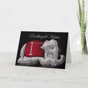 Cartão de primeiro aniversario em galês e inglês,