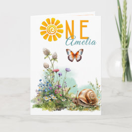 Cartão de primeiro aniversário Floresta com Flores