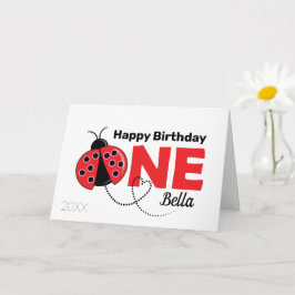 Cartão de primeiro aniversario Ladybug