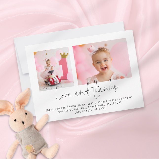 Cartão de primeiro aniversario Moderno 2 Fotografi (Criador carregado)