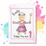 Cartão de primeiro aniversario para Little Princes<br><div class="desc">Deseje a essa doce menina um primeiro aniversario precioso com este cartão que você pode personalizar</div>