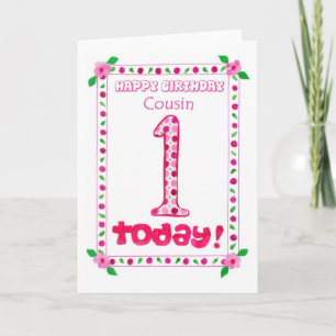 Cartão de primeiro aniversario para Primo Menina