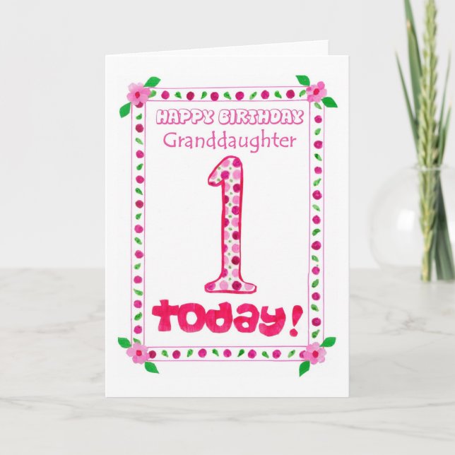 Cartão de primeiro aniversario para uma neta (Frente)