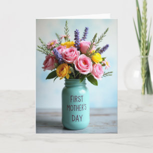Cartão de Primeiro Dia das Mães com Buquê Floral