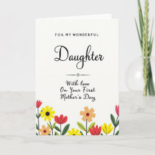 Cartão de Primeiro Dia das Mães Floral para Filha