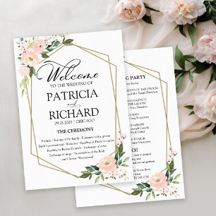 Cartão de Programa da Cerimônia de Casamento Flora