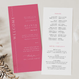 Cartão de Programa de Bat Mitzvah Moderno Rosa Que