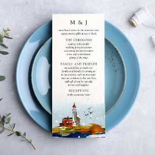 Cartão de Programa de Casamento à Beira-Mar