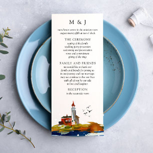Cartão de Programa de Casamento à Beira-Mar