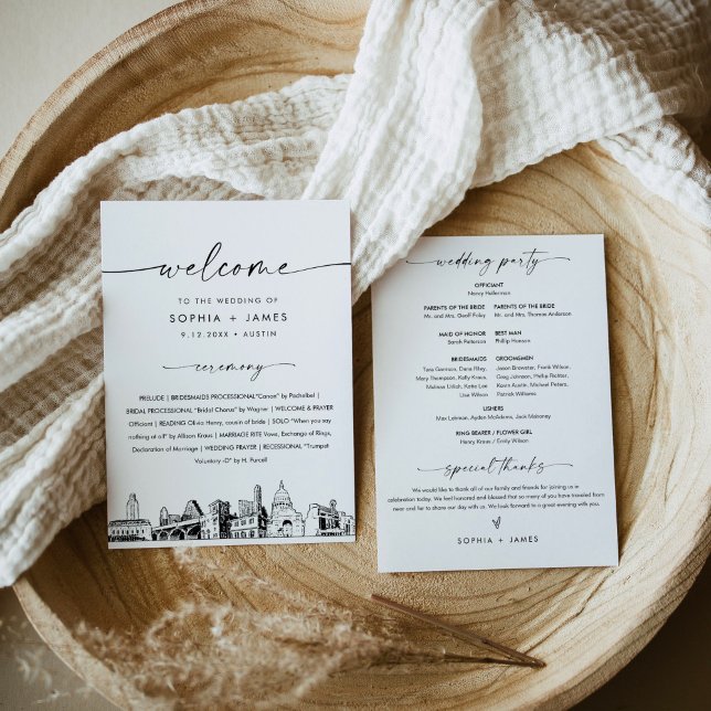 Cartão de Programa de Casamento Austiin Skyline 5x (Criador carregado)