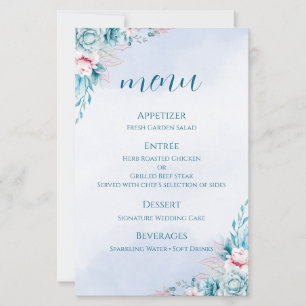 cartão+de+programa+de+casamento azul+floral+cerimô