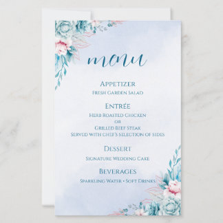cartão+de+programa+de+casamento azul+floral+cerimô