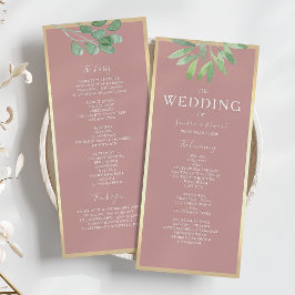 Cartão de Programa de Casamento Botânico Rosa Empo