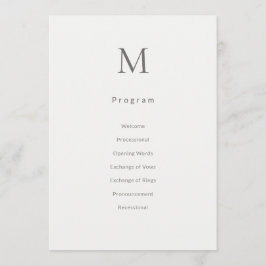 Cartão de Programa de Casamento Civil Inicial Únic