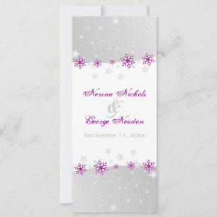 Cartão de programa de casamento com floco de neve 