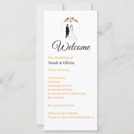 Cartão de Programa de Casamento com Letra Moderna