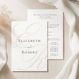 Cartão de Programa de Casamento com Monograma Mini