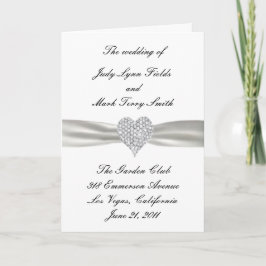 Cartão de Programa de Casamento Coração de Diamant