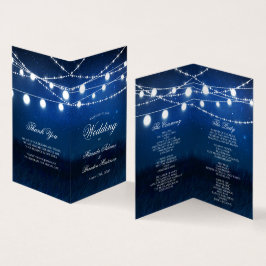Cartão de Programa de Casamento de Noite Azul e Lu