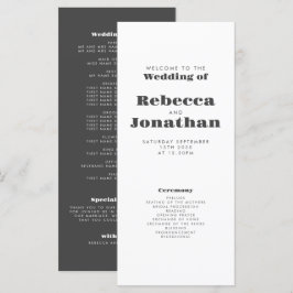 Cartão de Programa de Casamento de Tipografia Negr
